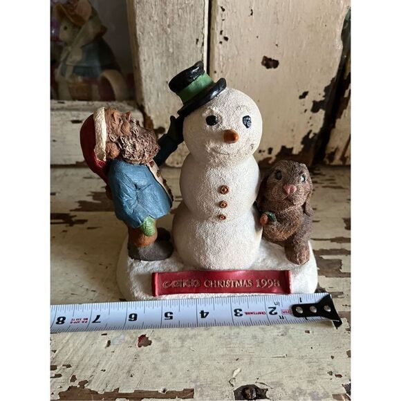 Tom Clark Cairn Christmas 1998 Figurine Vintage Marked Gnome Snowman Rabbit - Picture 9 of 10